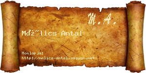 Málics Antal névjegykártya